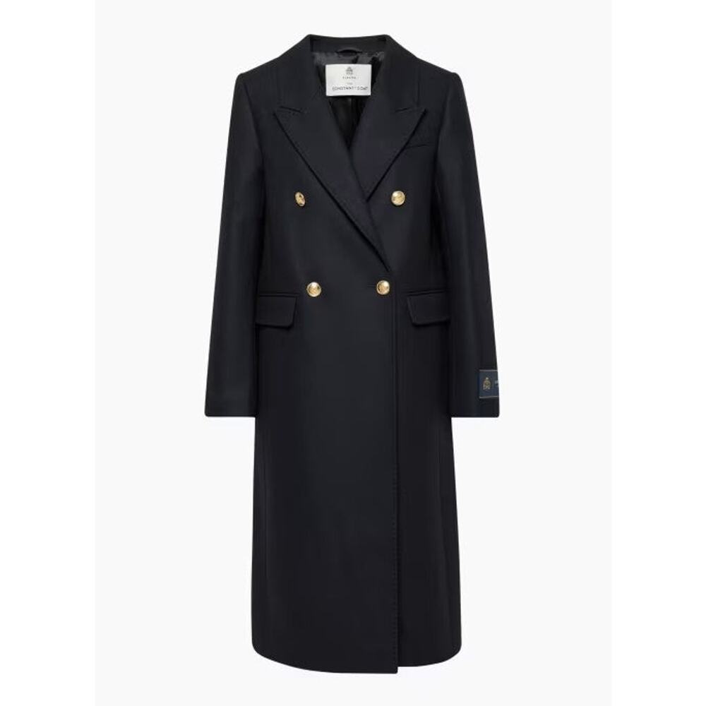 Babaton The Constant Double-Breasted Classic-Fit Coat Navy/Gold - M